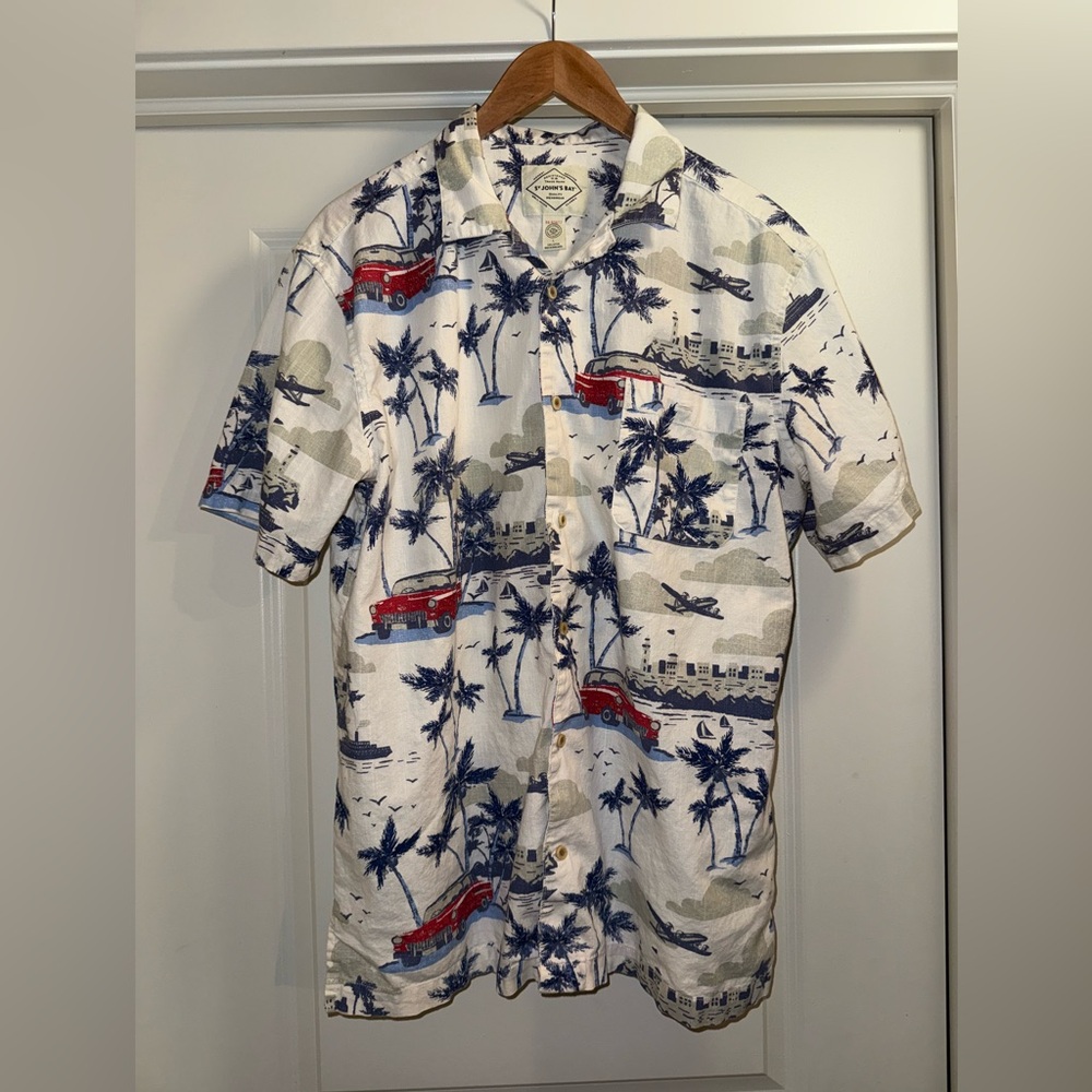 Tropical Print Men's St John’s Bay Shirt Size Large
